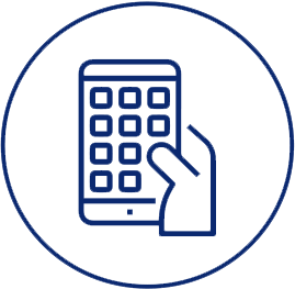 Hand holding smartphone with app grid icon