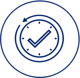 Clock with checkmark and circular arrow